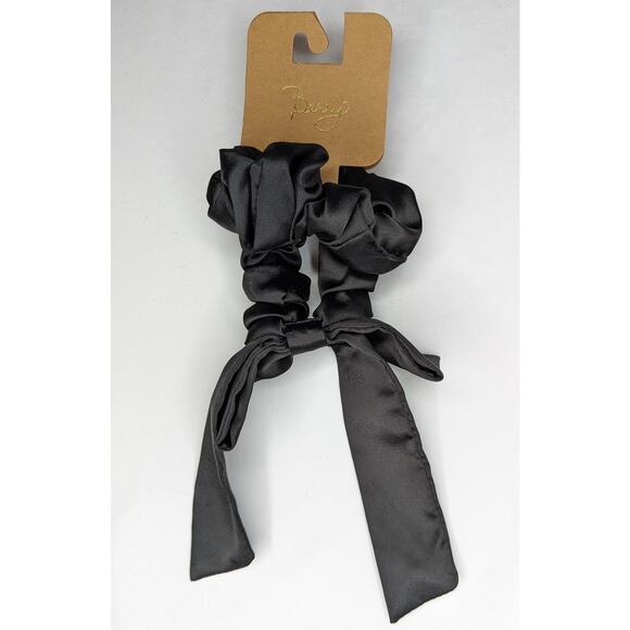 Black Hair Scrunchie Bow Ponytail by Berry - Picture 4 of 5
